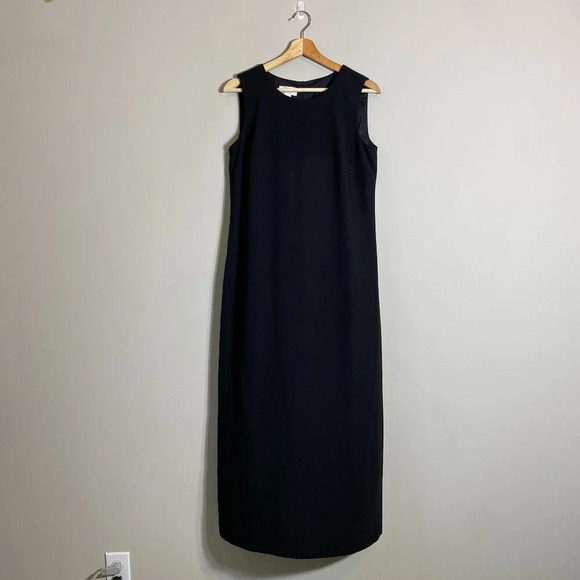 Talbots Sleeveless Shift Formal Maxi Dress Women's 8 Black Cocktail Gown Evening - Picture 2 of 12